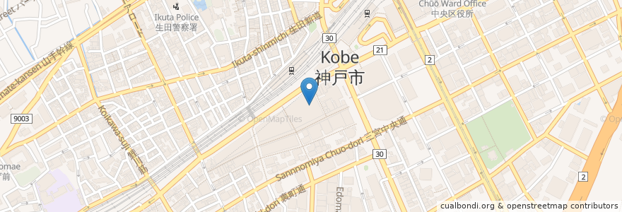 Mapa de ubicacion de とんかつ ながた園 さんプラザ店 (B1) en Japan, Hyogo Prefecture, Kobe, Chuo Ward.