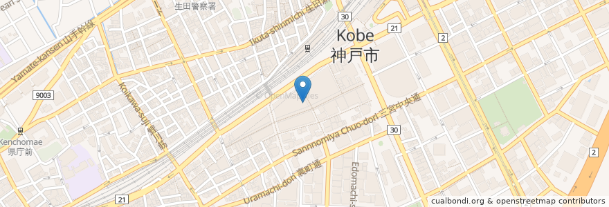 Mapa de ubicacion de サヴォイ (B1) en 日本, 兵庫県, 神戸市, 中央区.