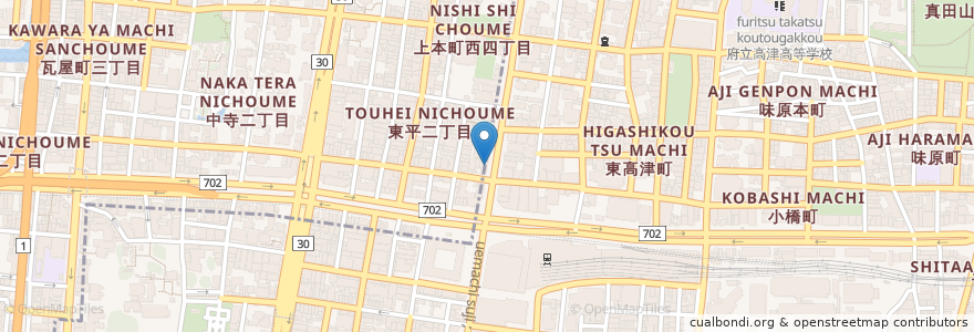 Mapa de ubicacion de いちば en Japan, 大阪府, Osaka, 天王寺区, 中央区.