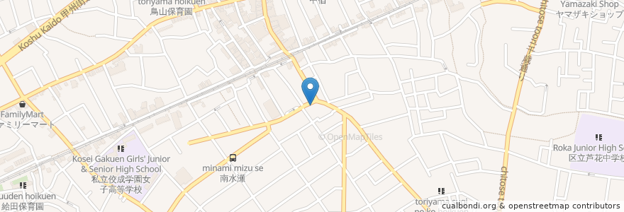 Mapa de ubicacion de ファミリークリニック千歳烏山 en Япония, Токио, Сэтагая.