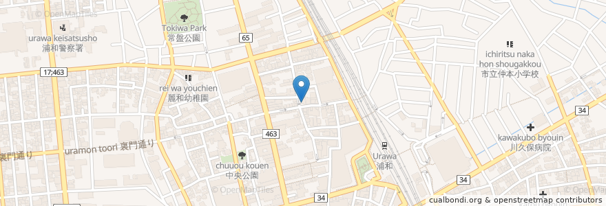 Mapa de ubicacion de 東京スター銀行浦和支店 en 日本, 埼玉県, さいたま市, 浦和区.