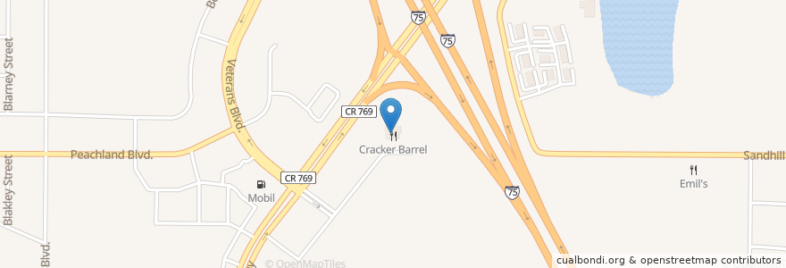 Mapa de ubicacion de Cracker Barrel en 미국, 플로리다주, Charlotte County.