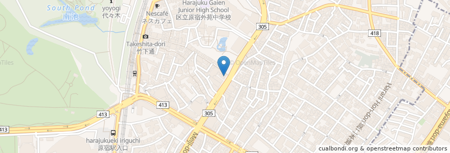 Mapa de ubicacion de 龍の子 en 日本, 東京都, 渋谷区.