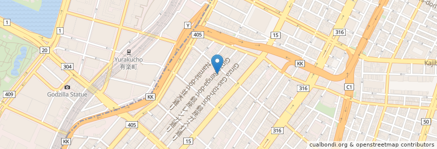Mapa de ubicacion de 銀座 天龍 本店 en اليابان, 東京都, 中央区.