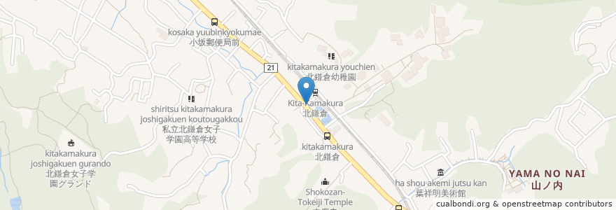 Mapa de ubicacion de やま本きそば en Japan, 神奈川県, 鎌倉市.