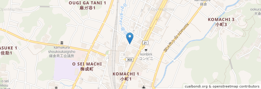 Mapa de ubicacion de 喫茶モア en 日本, 神奈川県, 鎌倉市.