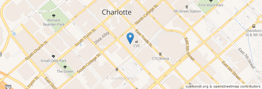 Mapa de ubicacion de Wild Wing Cafe en Amerika Birleşik Devletleri, Kuzey Karolina, Mecklenburg County, Charlotte.