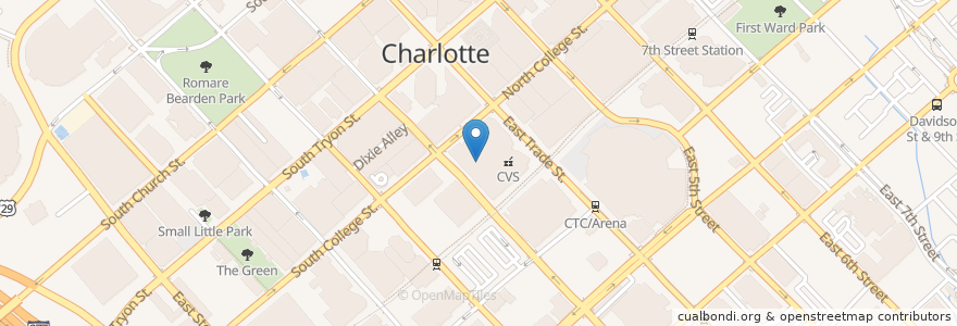 Mapa de ubicacion de RedEye Diner en Amerika Birleşik Devletleri, Kuzey Karolina, Mecklenburg County, Charlotte.