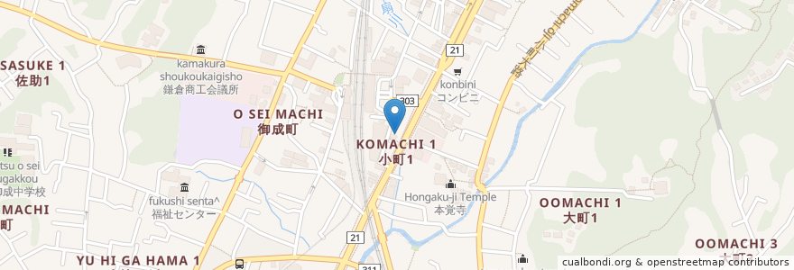 Mapa de ubicacion de あさくさ食堂 en Giappone, Prefettura Di Kanagawa, 鎌倉市.