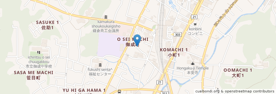 Mapa de ubicacion de 静雨庵 en Japonya, 神奈川県, 鎌倉市.