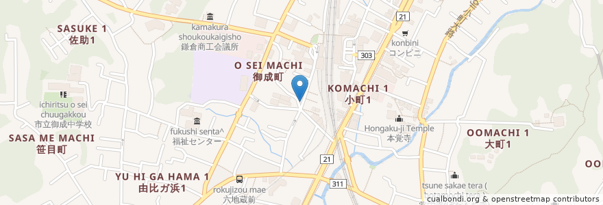 Mapa de ubicacion de 太陽堂 en Japón, Prefectura De Kanagawa, 鎌倉市.