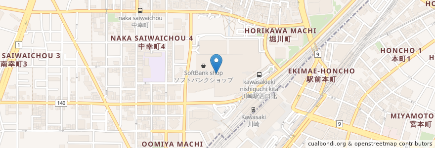Mapa de ubicacion de 日本橋天丼 金子半之助 川崎ラゾーナ店 en ژاپن, 神奈川県, 川崎市.