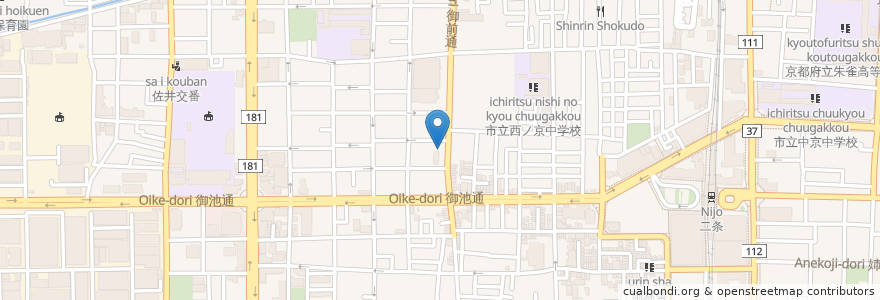 Mapa de ubicacion de ココカラファイン en Japan, 京都府, Kioto, 中京区.