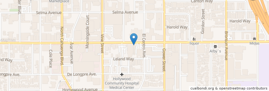 Mapa de ubicacion de AHF Pharmacy en United States, California, Los Angeles County, Los Angeles.