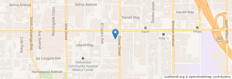 Mapa de ubicacion de Lucifer's Pizza en United States, California, Los Angeles County, Los Angeles.