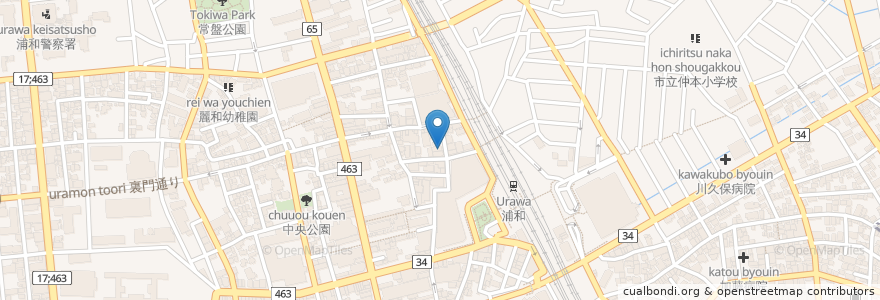 Mapa de ubicacion de はかた商店 en 日本, 埼玉県, さいたま市, 浦和区.