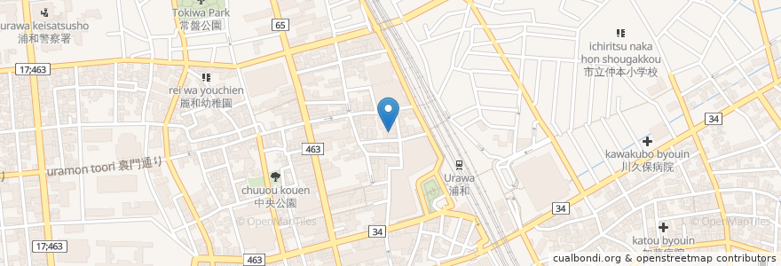 Mapa de ubicacion de 鳥貴族 en 日本, 埼玉県, さいたま市, 浦和区.
