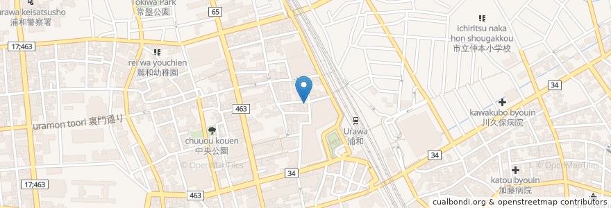 Mapa de ubicacion de やきとりセンター en 日本, 埼玉县, 埼玉市, 浦和区.