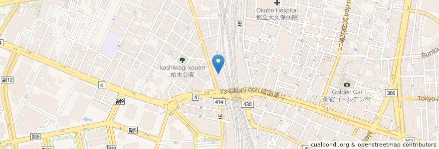 Mapa de ubicacion de もつ焼き　ウッチャン en اليابان, 東京都, 新宿区.