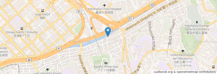 Mapa de ubicacion de 八十八 石川町店 en Japan, Präfektur Kanagawa, Yokohama, 中区.