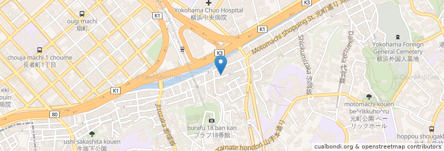 Mapa de ubicacion de 洋風レストランソレイユ en Japon, Préfecture De Kanagawa, 横浜市, 中区.