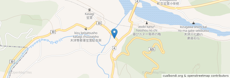 Mapa de ubicacion de 地域の宝箱みなカフェ en 일본, 교토부, 相楽郡, 笠置町.