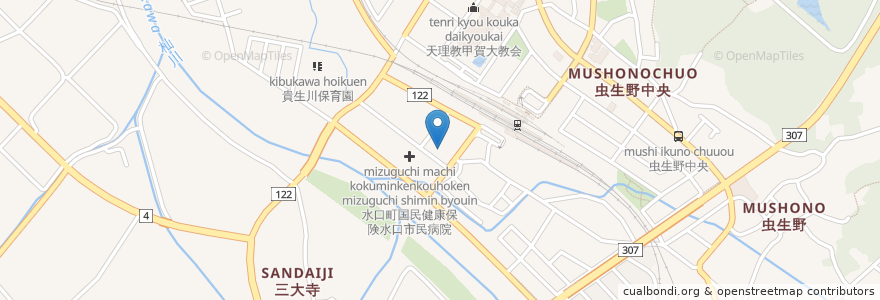 Mapa de ubicacion de 滋賀銀行 貴生川代理店 en Japan, Shiga Prefecture, Koka.