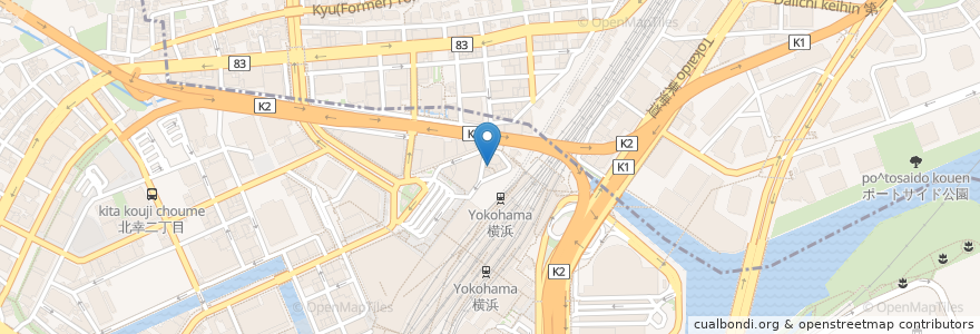 Mapa de ubicacion de やきとり お千代 en Japan, 神奈川県, Yokohama, 西区, 神奈川区.