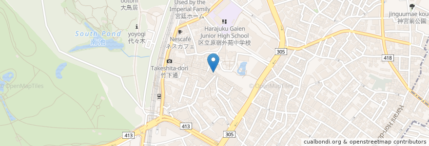 Mapa de ubicacion de Kappa Zushi Nova en 일본, 도쿄도, 시부야구.