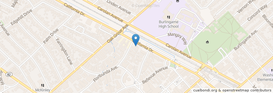 Mapa de ubicacion de Burlingame Montessori en United States, California, San Mateo County, Burlingame.