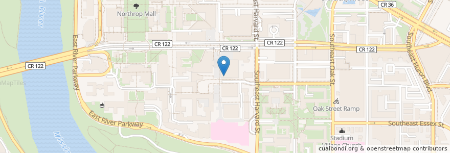 Mapa de ubicacion de University of Minnesota School of Dentistry en 미국, 미네소타, Hennepin County, Minneapolis.