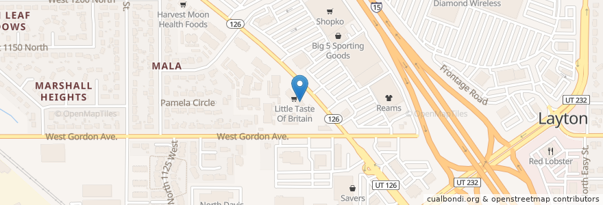 Mapa de ubicacion de Louie's Pizzeria en Verenigde Staten, Utah, Davis County, Layton.