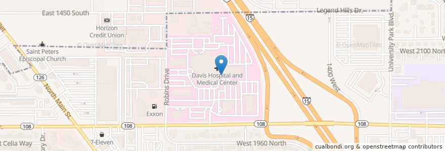 Mapa de ubicacion de Davis Hospital Pharmacy en États-Unis D'Amérique, Utah, Davis County, Clearfield, Layton.