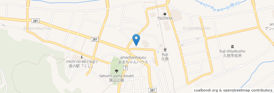 Mapa de ubicacion de カフェロケッツ en 日本, 岩手県, 久慈市.