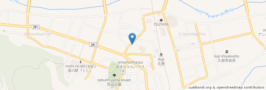 Mapa de ubicacion de 焼肉三平 en 日本, 岩手県, 久慈市.