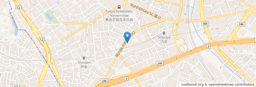 Mapa de ubicacion de Dogenzaka Mammoth Tsukemen Ramen en ژاپن, 東京都, 渋谷区.