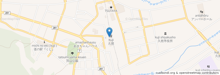 Mapa de ubicacion de リアス亭 en 日本, 岩手県, 久慈市.