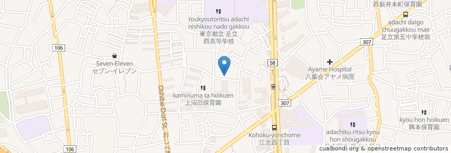 Mapa de ubicacion de いこい湯(跡) en 日本, 東京都, 足立区.