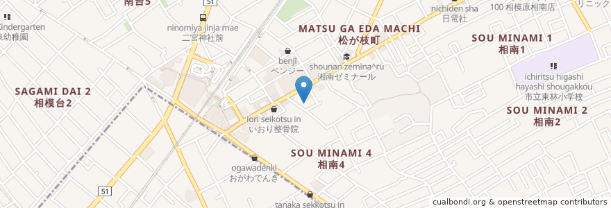 Mapa de ubicacion de 日栄浴場 en Japan, Kanagawa Prefecture, Sagamihara, Minami Ward.