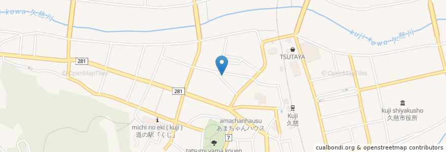 Mapa de ubicacion de マイウェイ en 日本, 岩手県, 久慈市.