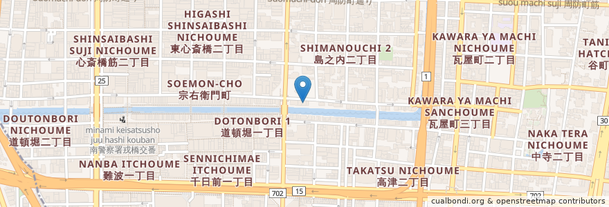 Mapa de ubicacion de 三国亭 en 日本, 大阪府, 大阪市, 中央区.