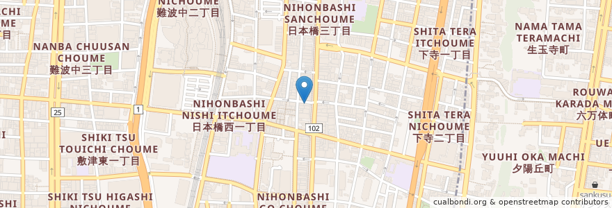 Mapa de ubicacion de 友愛亭 en Japan, 大阪府, Osaka, 浪速区.