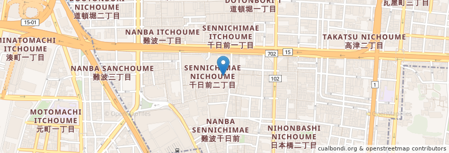 Mapa de ubicacion de マドラスカレー 千日前店 en Japão, 大阪府, 大阪市, 中央区.