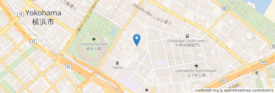 Mapa de ubicacion de 福満園 本店 en Japón, Prefectura De Kanagawa, Yokohama, Barrio Naka.