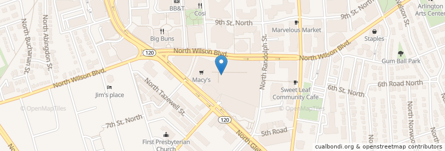 Mapa de ubicacion de Quarter market en 미국, 버지니아, Arlington County, Arlington.