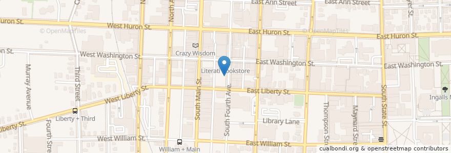 Mapa de ubicacion de Ann Arbor Comedy Showcase en Vereinigte Staaten Von Amerika, Michigan, Washtenaw County, Ann Arbor.