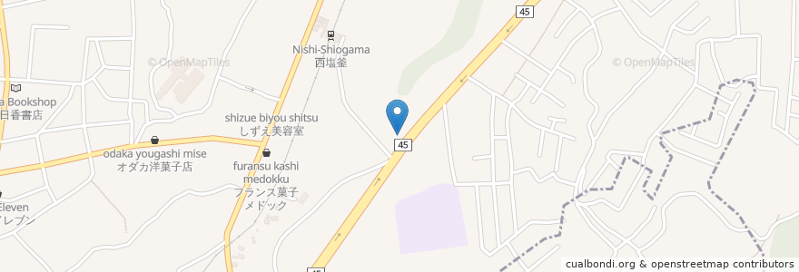 Mapa de ubicacion de エネオス en 日本, 宮城県, 多賀城市, 塩竈市.