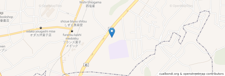 Mapa de ubicacion de 塩釜花立郵便局 en Japan, 宮城県, 多賀城市, 塩竈市.