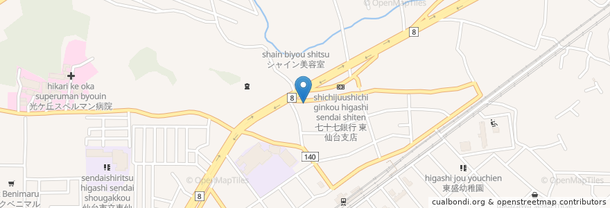 Mapa de ubicacion de 日本キリスト改革派 東仙台教会 en Giappone, 宮城県, 仙台市, 宮城野区.