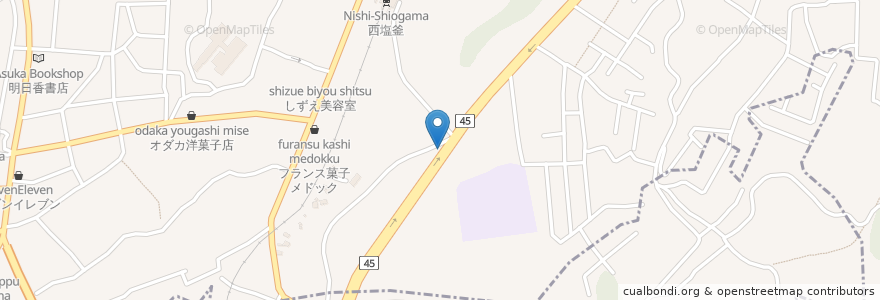 Mapa de ubicacion de トヨタレンタリース 仙台塩釜店 en Japan, 宮城県, 多賀城市, 塩竈市.